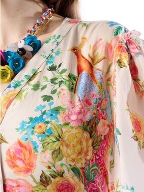 Aratta Floral Statement Necklace - Blue, Pink & Yellow